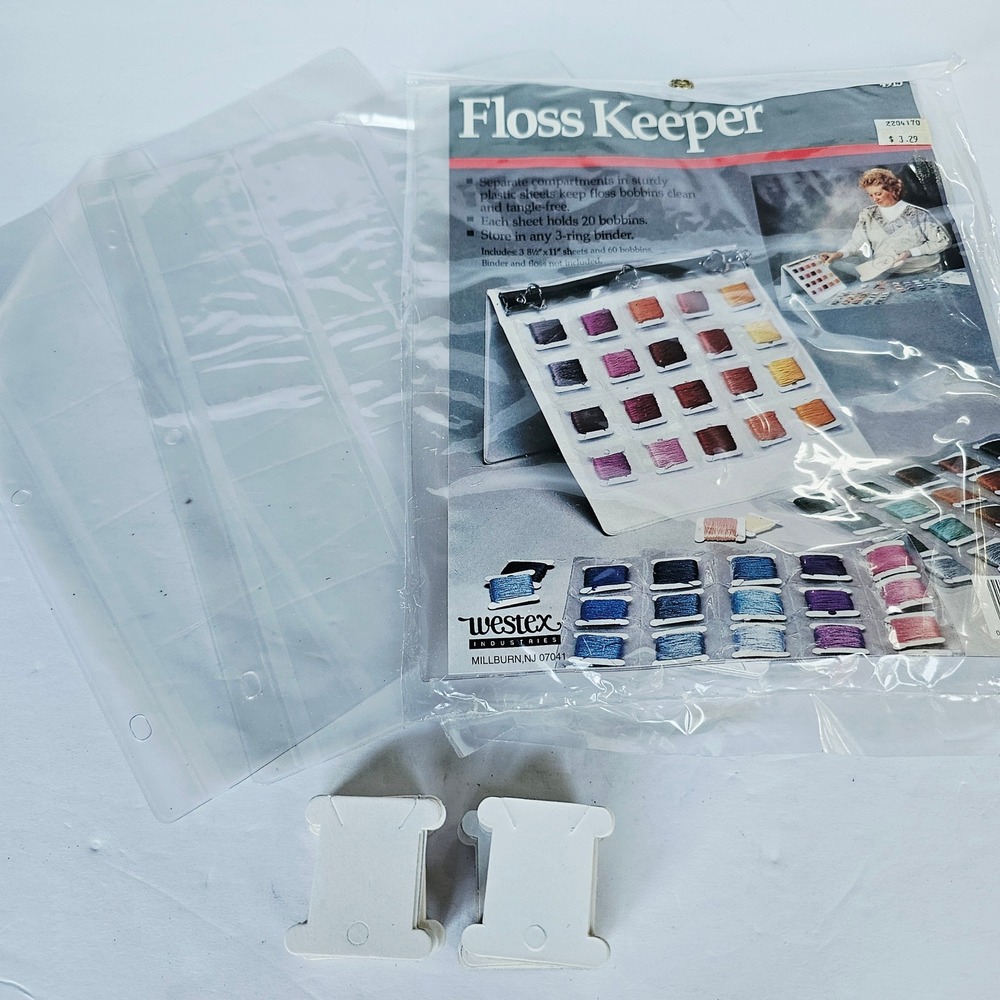 Vintage Westex Industries Floss Keeper 3 Sheets 60 Bobbins Embroidery Organizer